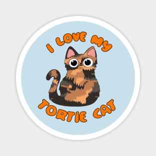 I Love My Tortie Cat Tortoiseshell Kitty Torbie Kawaii Chibi Magnet